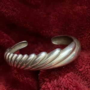 Sterling silver cuff bracelet in scalloped style